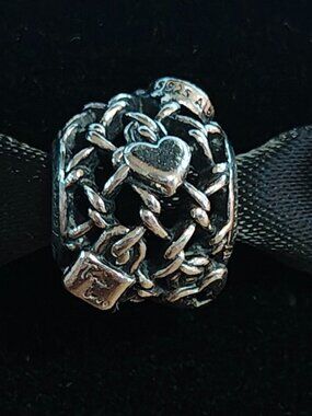 Authentic Pandora Openwork Chain Link Padlock Charm 790071C00 Sterling Silver